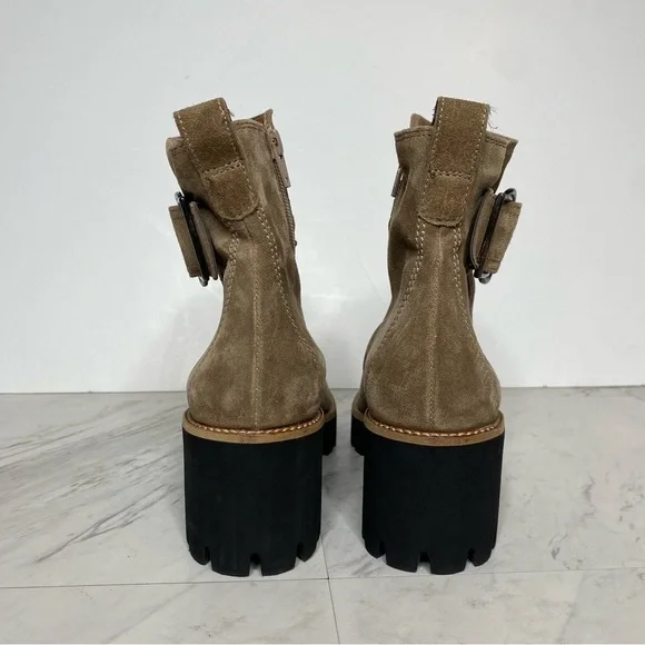 Paul Green Taupe Suede Buckle Lug Sole Boot 5 / 7.5 - Picture 3 of 16